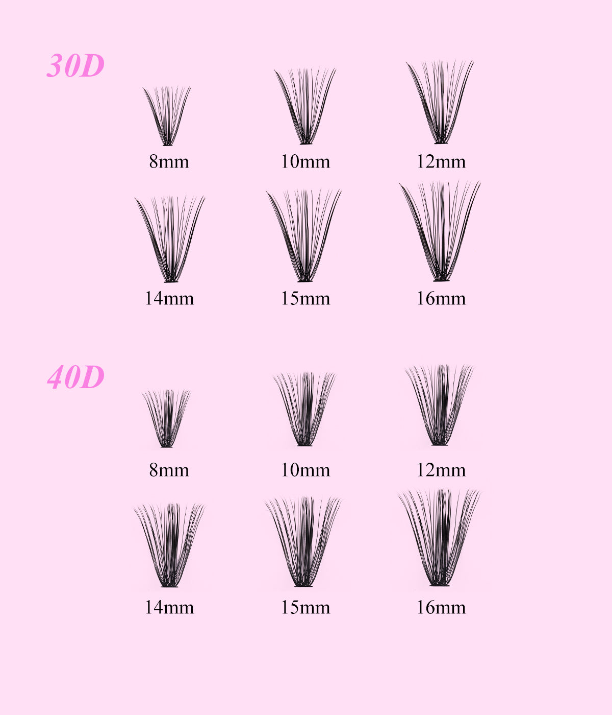 Auroras 30D+40D Individual Cluster Lash Extensions Cruelty-Free