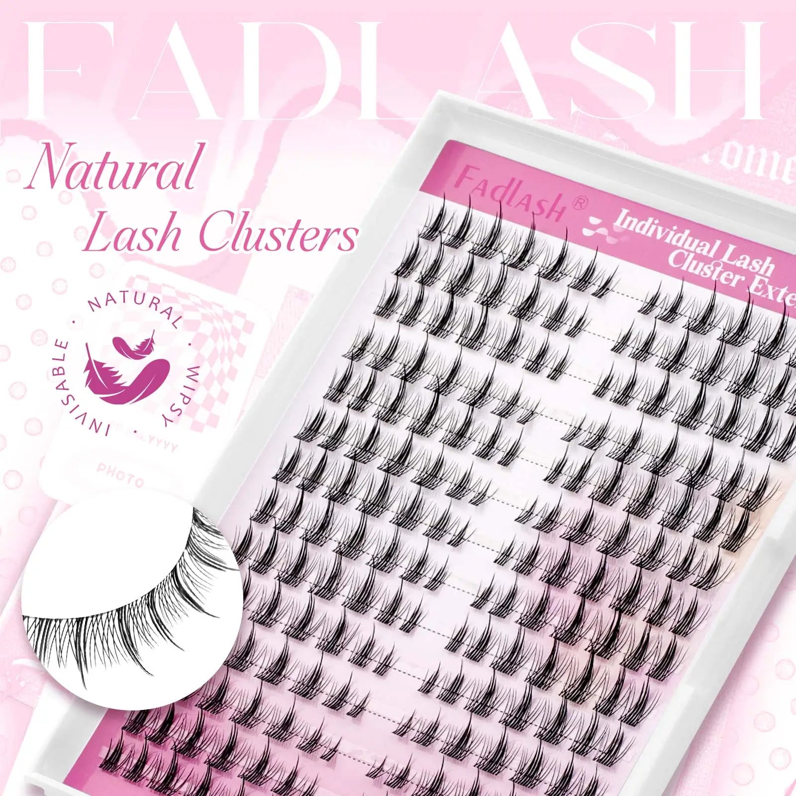Clear Band Lash Clusters Natural Looking