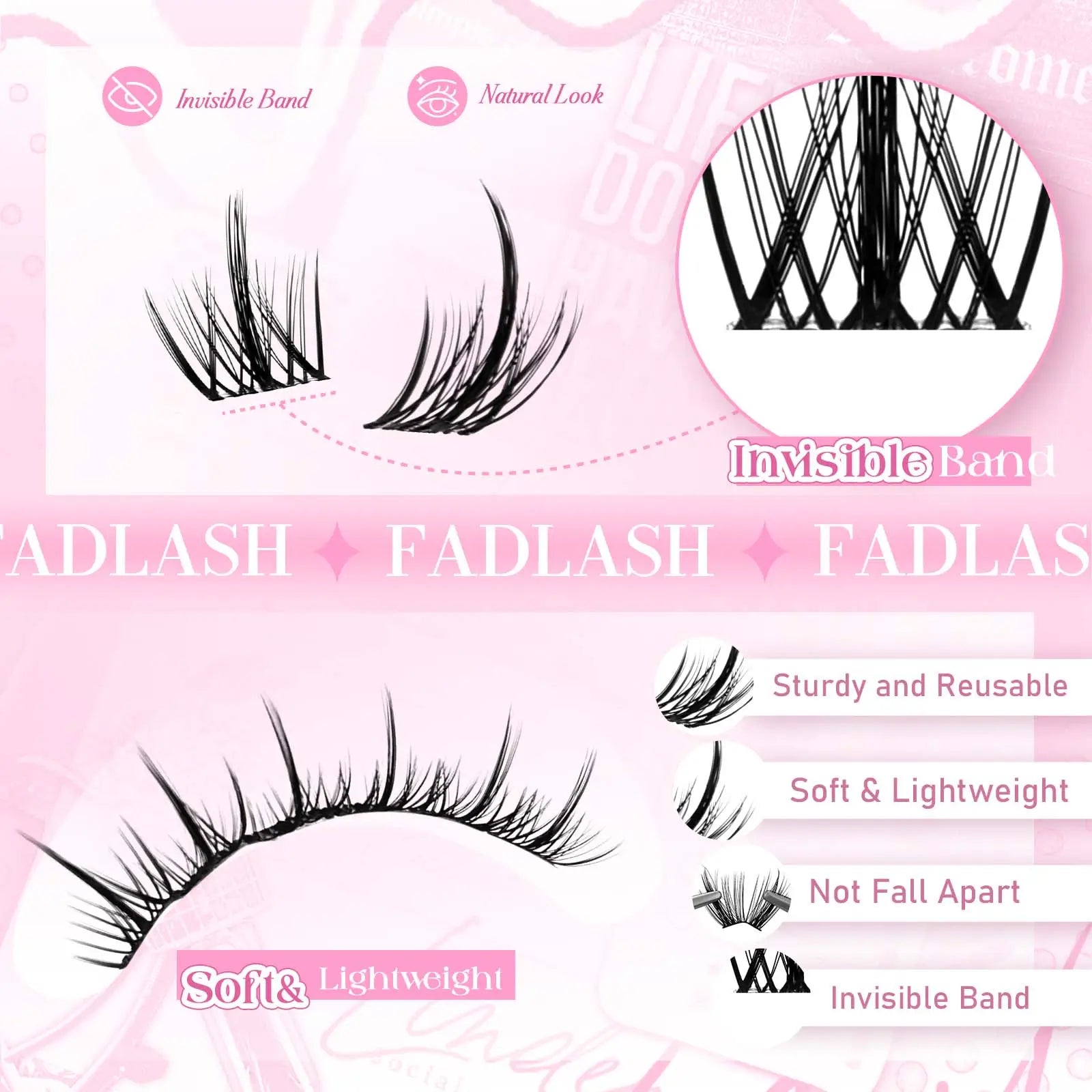 Invisible Band Lashes with Spikes